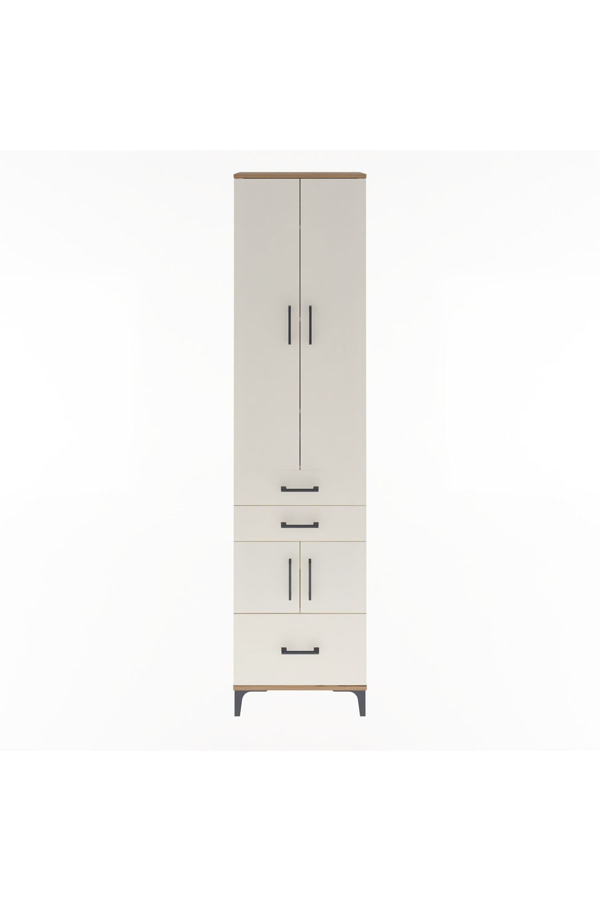 Arges Dolap 5 Raflı 3 Çekmeceli 4 Kapaklı 60x30x243 Çam-Aytaşı