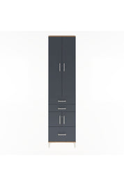 Arges Dolap 5 Raflı 3 Çekmeceli 4 Kapaklı 60x30x243 Çam-Antrasit