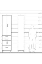 Arges Dolap 5 Raflı 3 Çekmeceli 4 Kapaklı 60x30x243 Çam-Antrasit