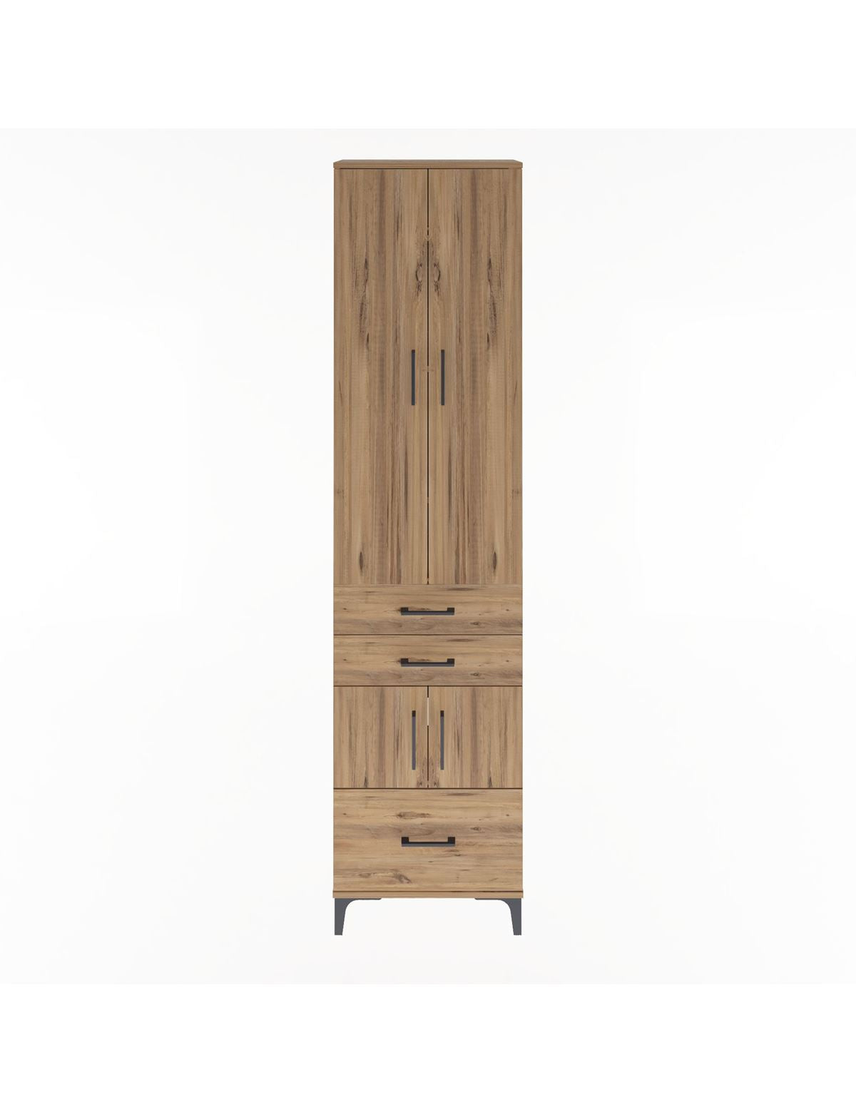 Arges Dolap 5 Raflı 3 Çekmeceli 4 Kapaklı 60x30x243 Çam-Çam