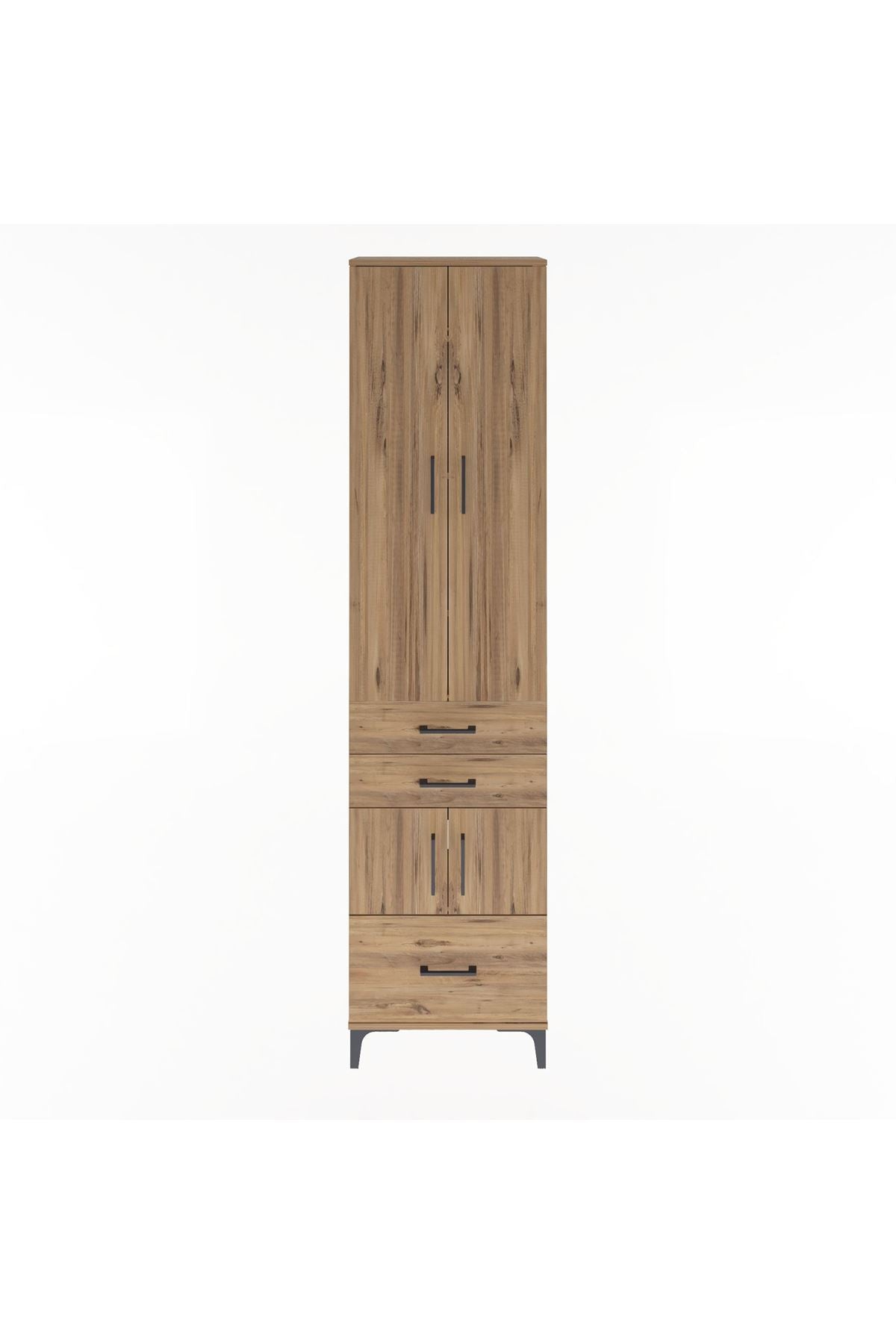 Arges Dolap 5 Raflı 3 Çekmeceli 4 Kapaklı 60x30x243 Çam-Çam