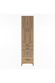Arges Dolap 5 Raflı 3 Çekmeceli 4 Kapaklı 60x30x243 Çam-Çam