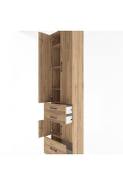 Arges Dolap 5 Raflı 3 Çekmeceli 4 Kapaklı 60x30x243 Çam-Çam