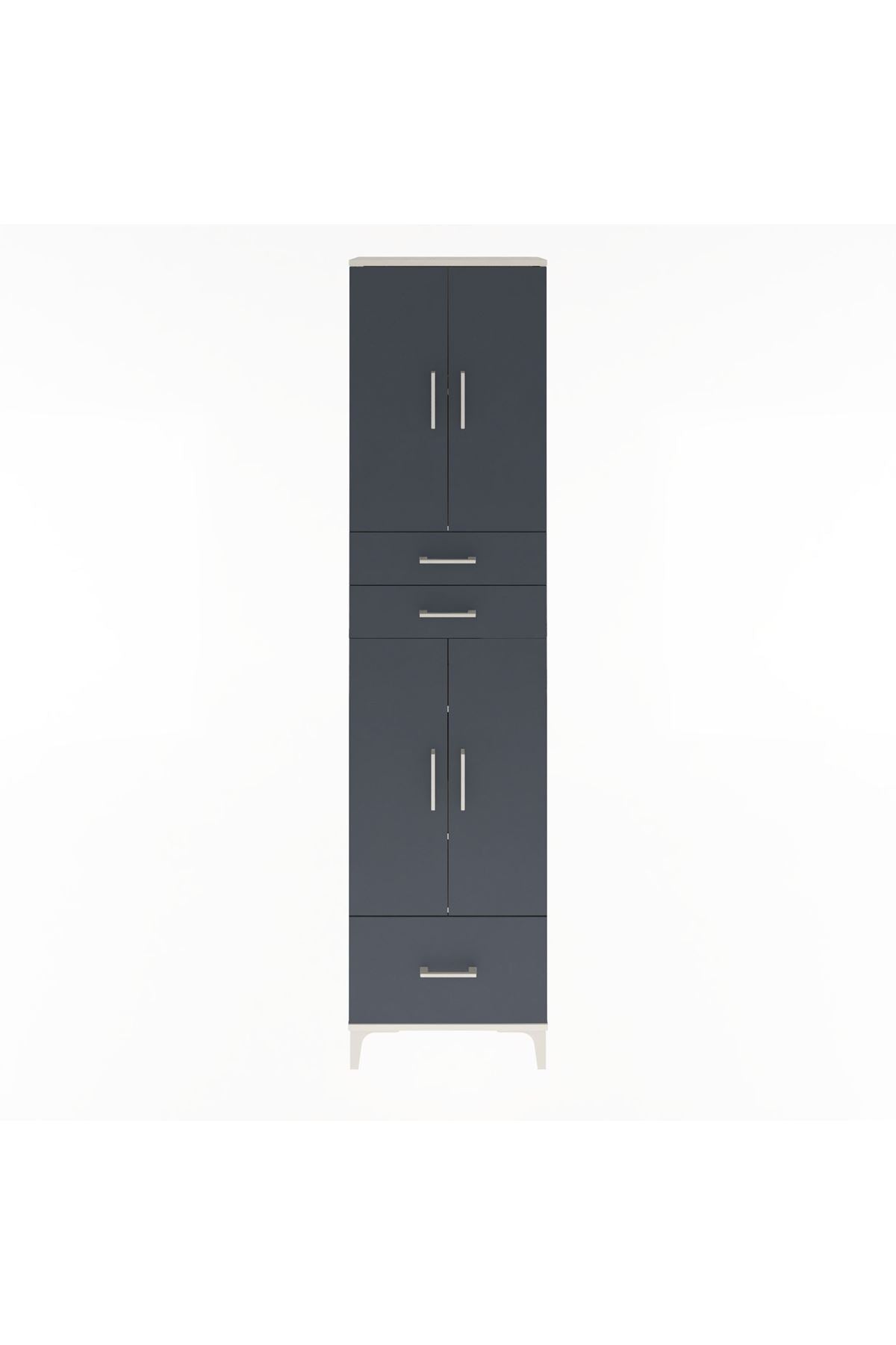 Arges Dolap 5 Raflı 3 Çekmeceli 4 Kapaklı 60x30x243 Aytaşı-Antrasit