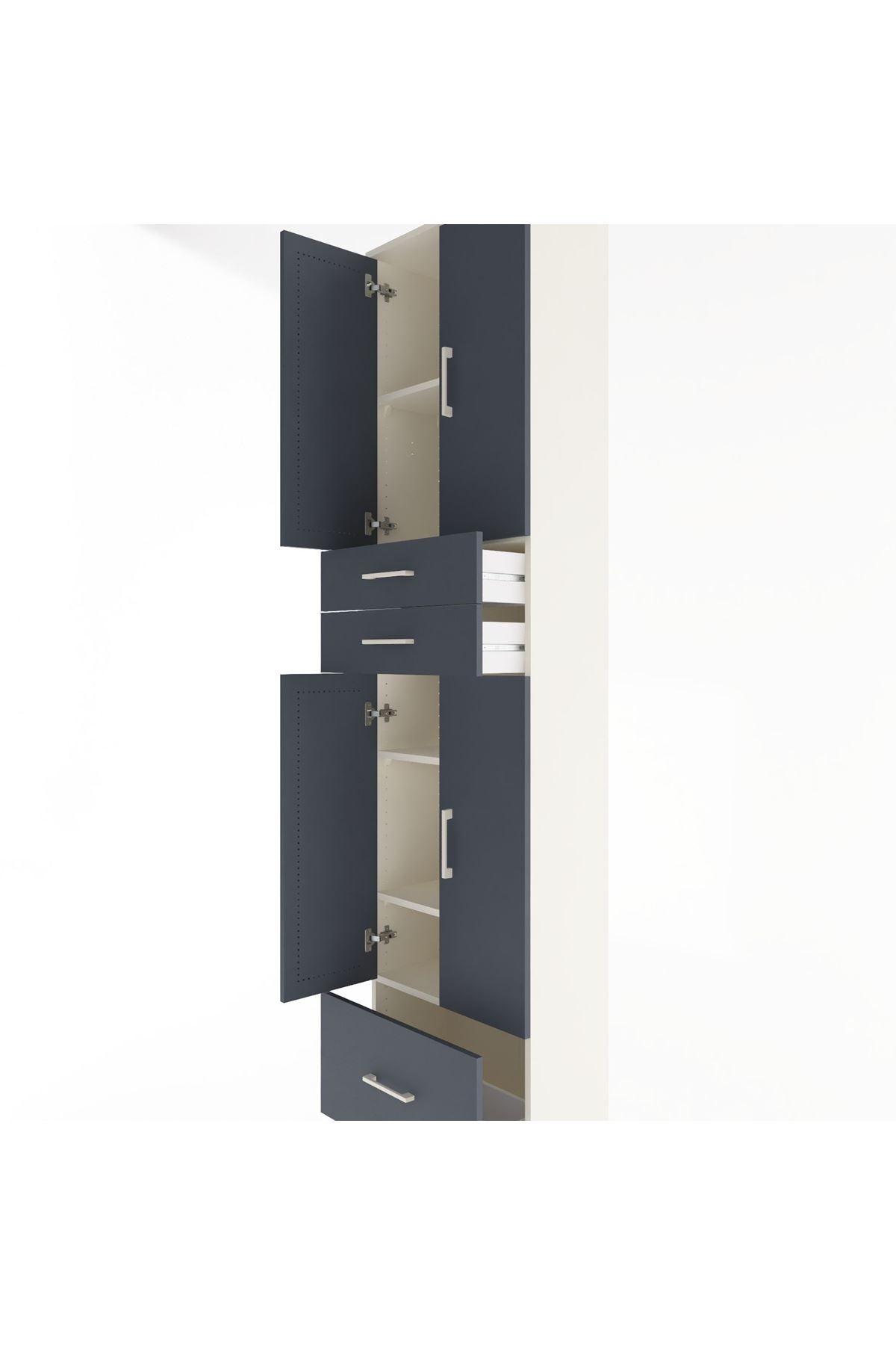 Arges Dolap 5 Raflı 3 Çekmeceli 4 Kapaklı 60x30x243 Aytaşı-Antrasit