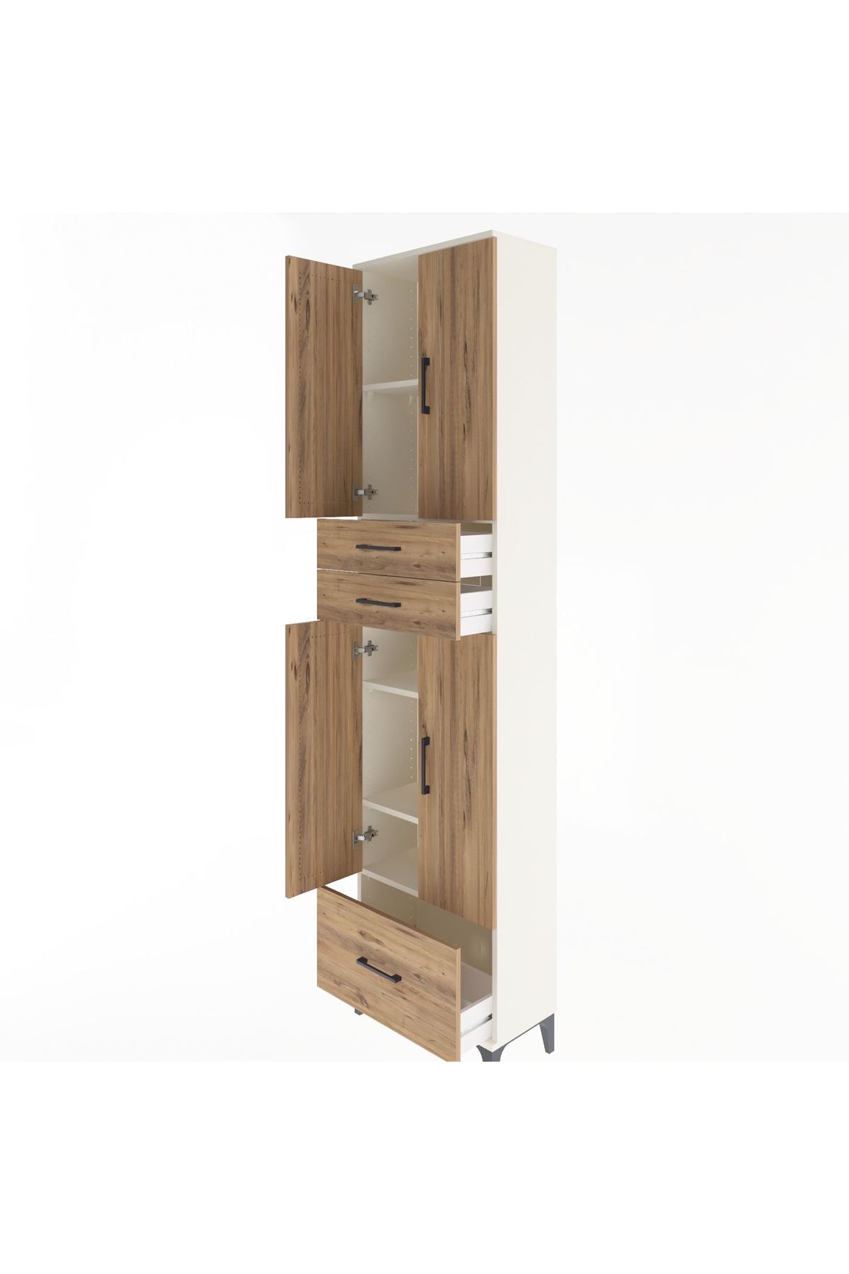 Arges Dolap 5 Raflı 3 Çekmeceli 4 Kapaklı 60x30x243 Aytaşı-Çam