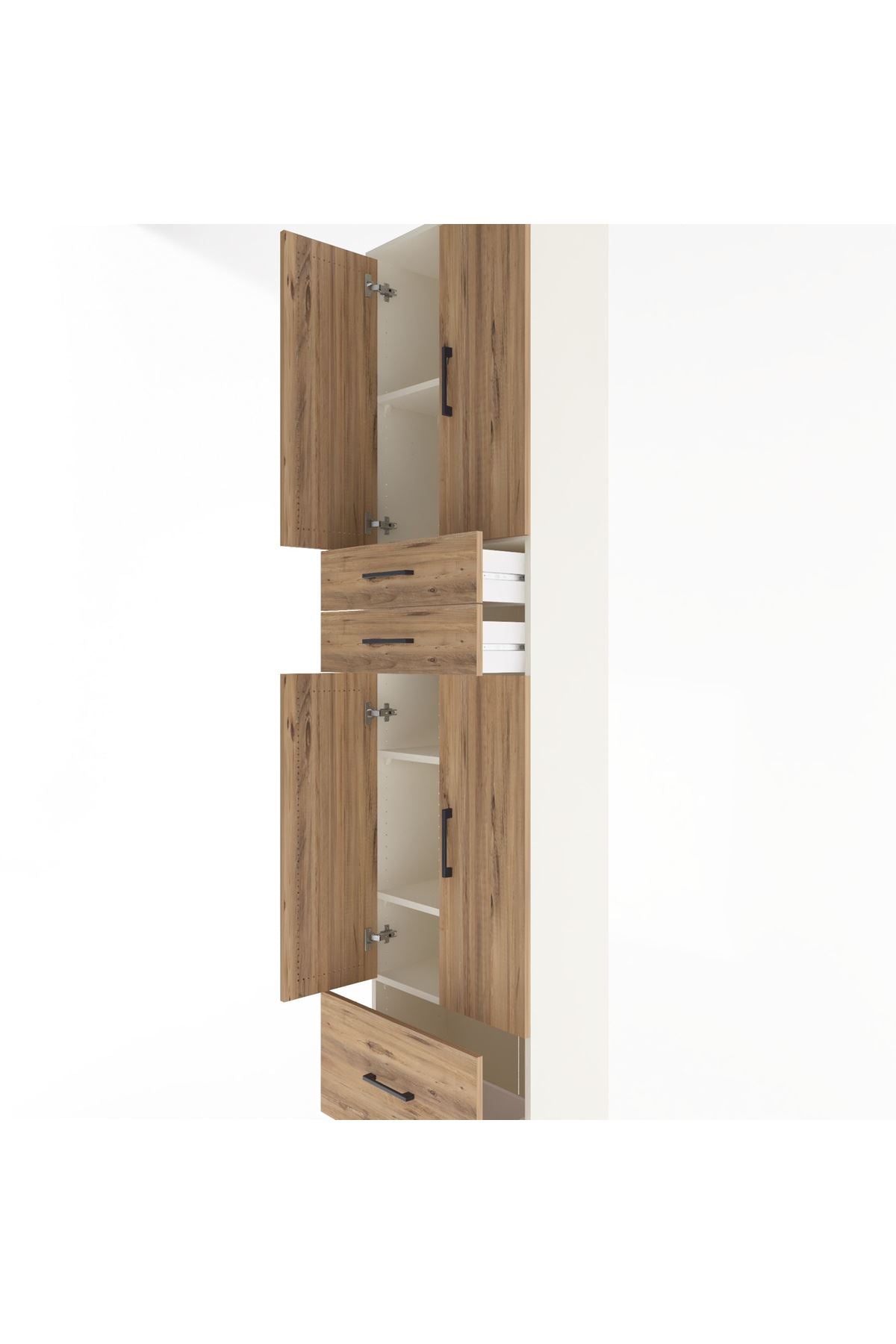 Arges Dolap 5 Raflı 3 Çekmeceli 4 Kapaklı 60x30x243 Aytaşı-Çam