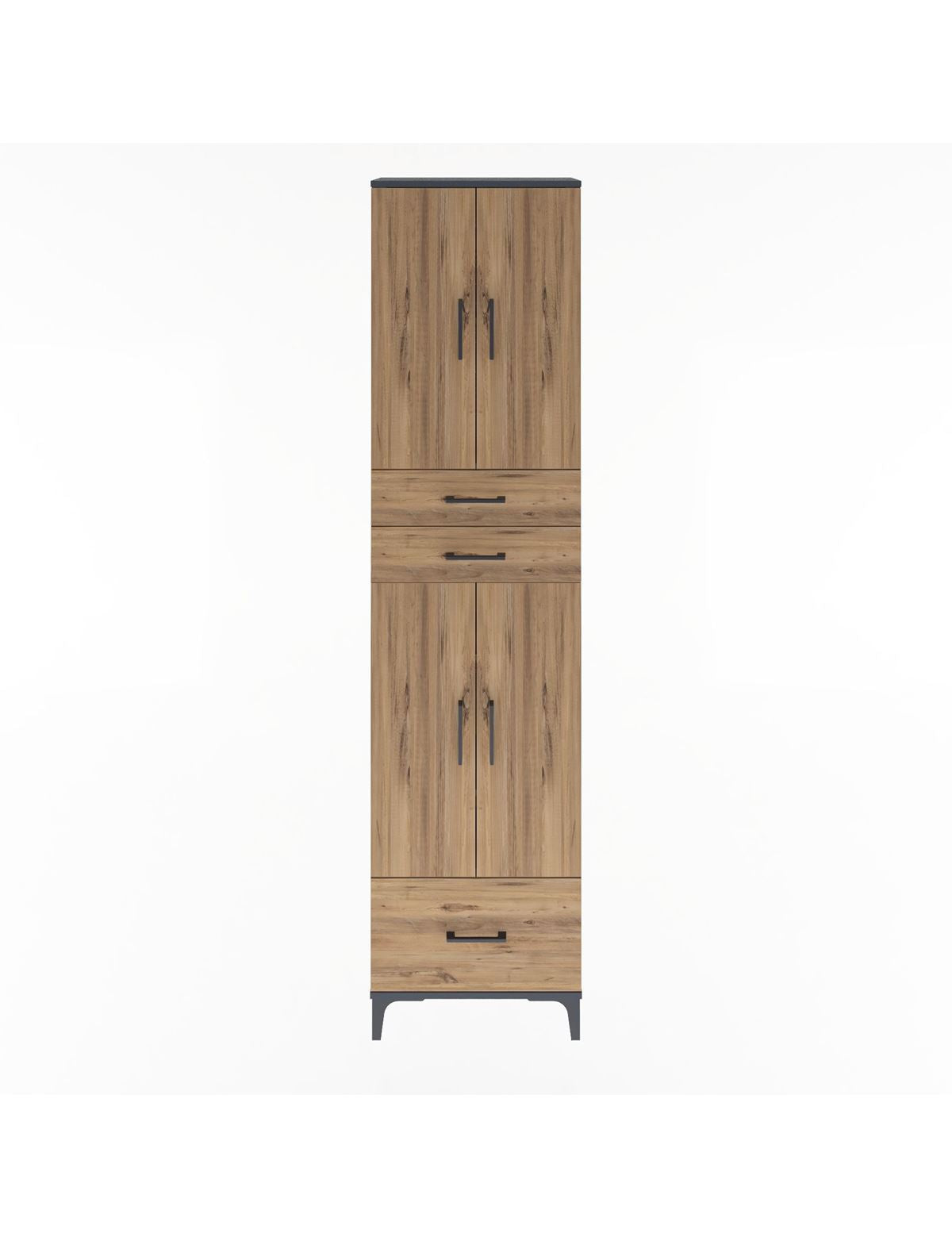 Arges Dolap 5 Raflı 3 Çekmeceli 4 Kapaklı 60x30x243 Antrasit-Çam