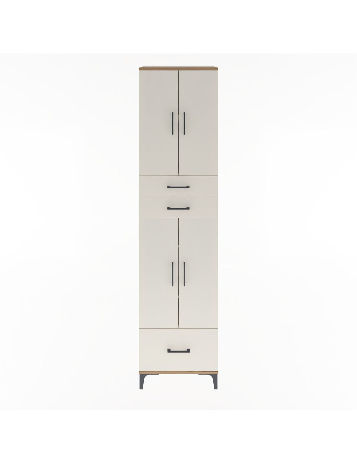 Arges Dolap 5 Raflı 3 Çekmeceli 4 Kapaklı 60x30x243 Çam-Aytaşı