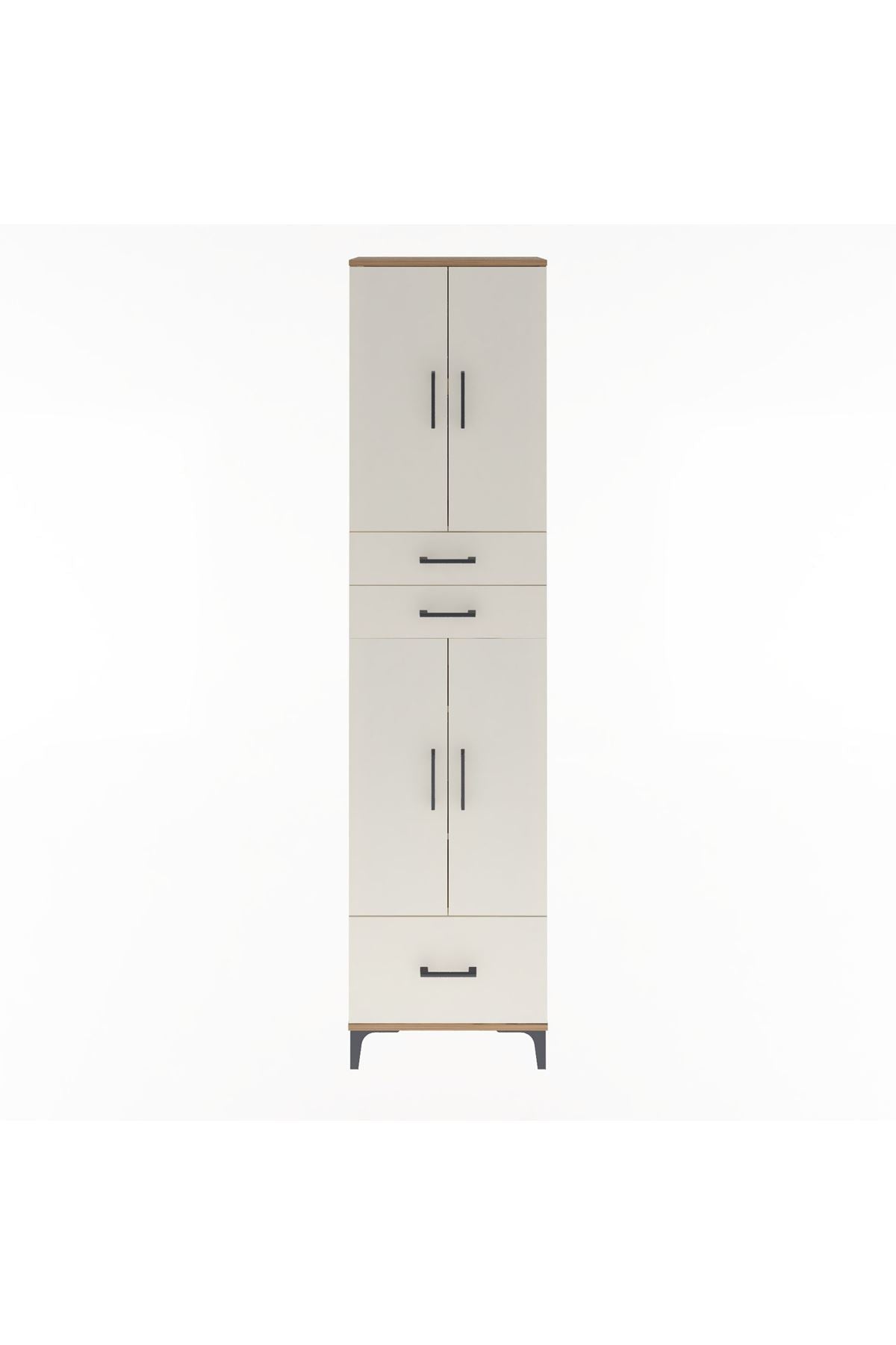 Arges Dolap 5 Raflı 3 Çekmeceli 4 Kapaklı 60x30x243 Çam-Aytaşı