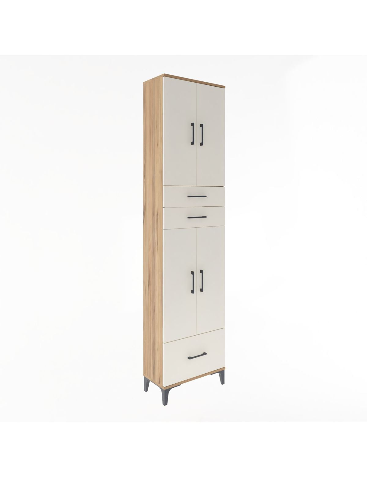 Arges Dolap 5 Raflı 3 Çekmeceli 4 Kapaklı 60x30x243 Çam-Aytaşı