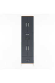 Arges Dolap 5 Raflı 3 Çekmeceli 4 Kapaklı 60x30x243 Çam-Antrasit