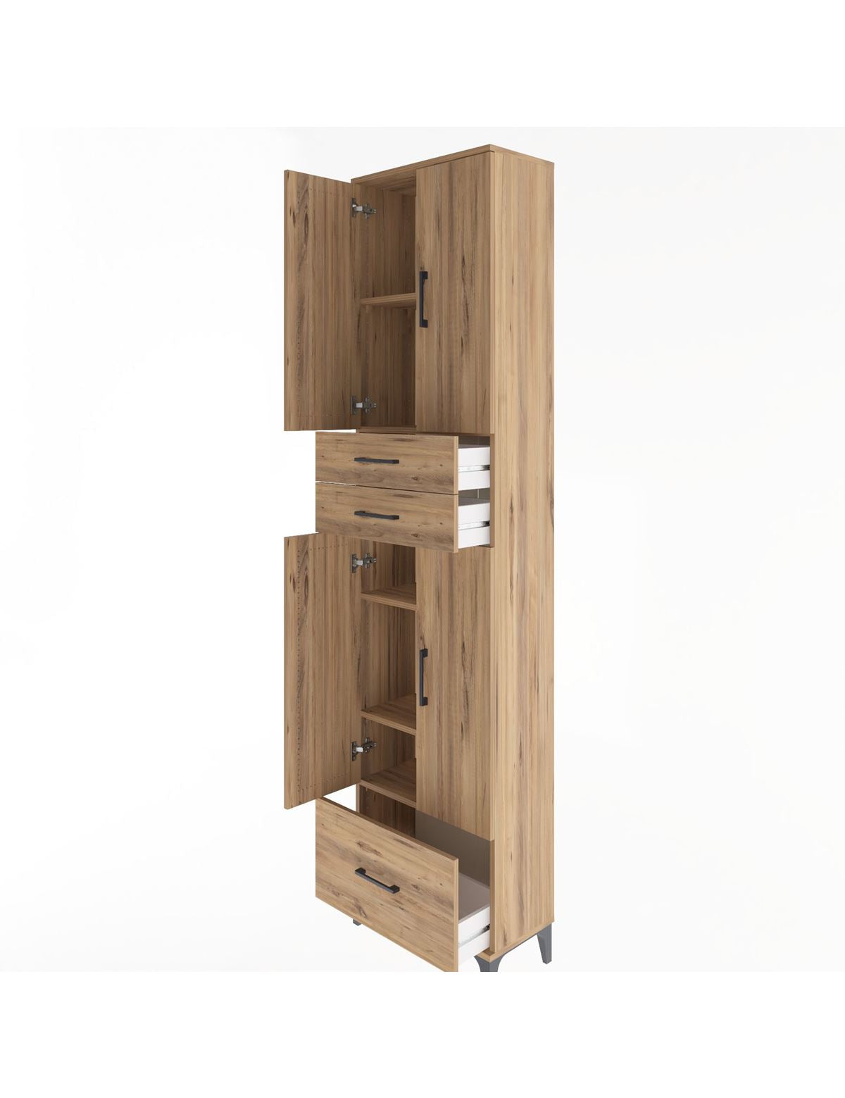 Arges Dolap 5 Raflı 3 Çekmeceli 4 Kapaklı 60x30x243 - S32M009V9A