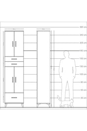 Arges Dolap 5 Raflı 3 Çekmeceli 4 Kapaklı 60x30x243 Çam-Çam