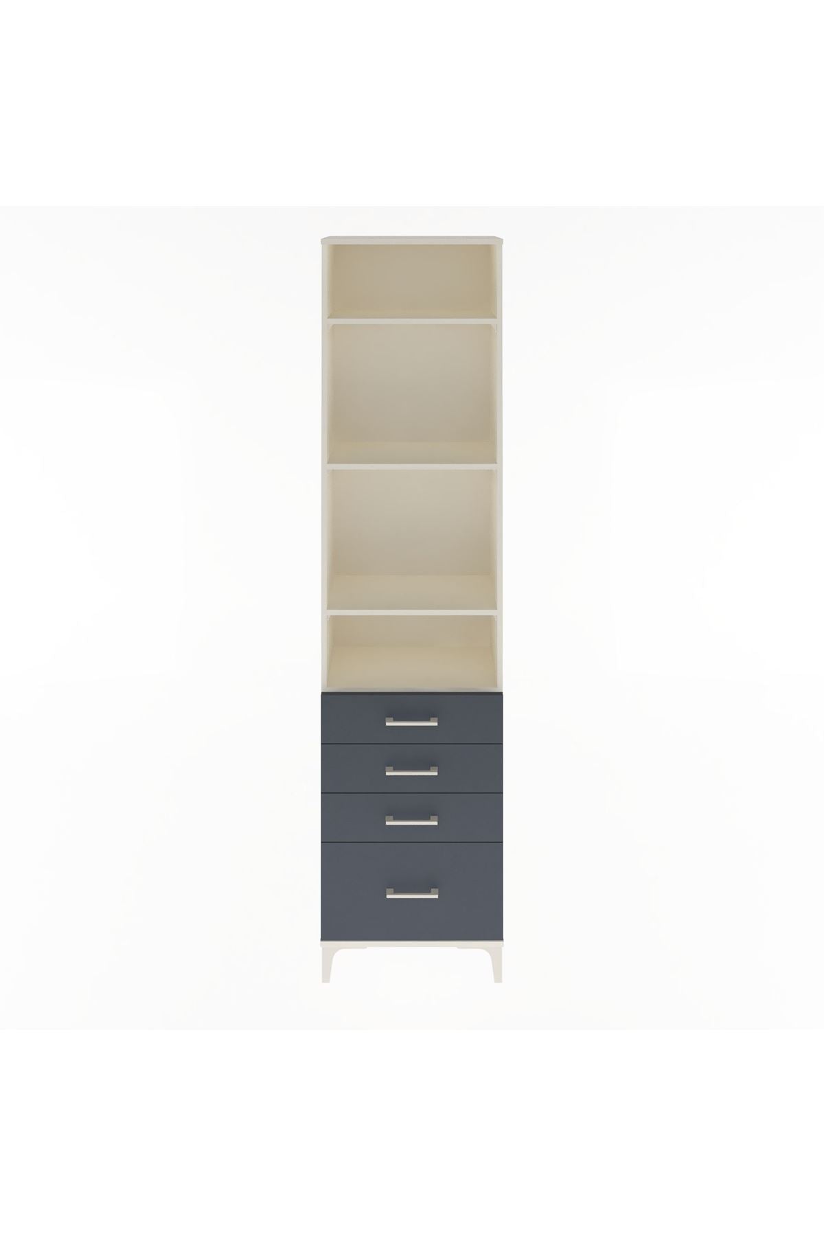 Arges Dolap 4 Raflı 4 Çekmeceli 60x30x243 Aytaşı-Antrasit