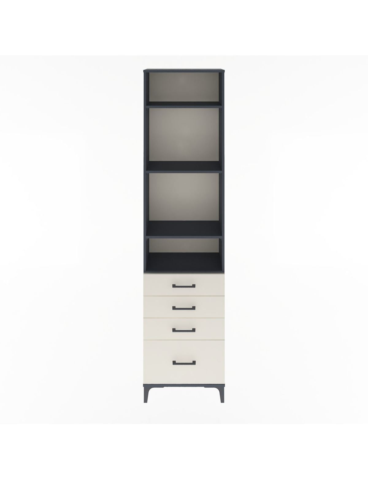 Arges Dolap 4 Raflı 4 Çekmeceli 60x30x243 Antrasit-Aytaşı