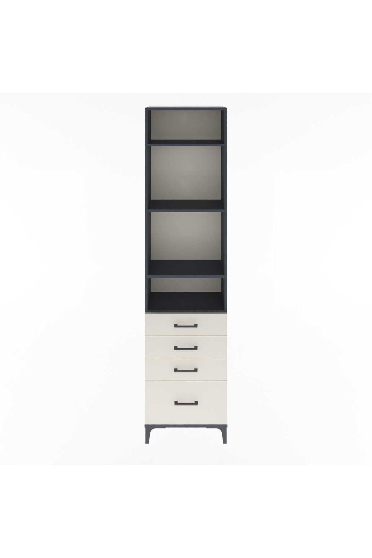Arges Dolap 4 Raflı 4 Çekmeceli 60x30x243 Antrasit-Aytaşı