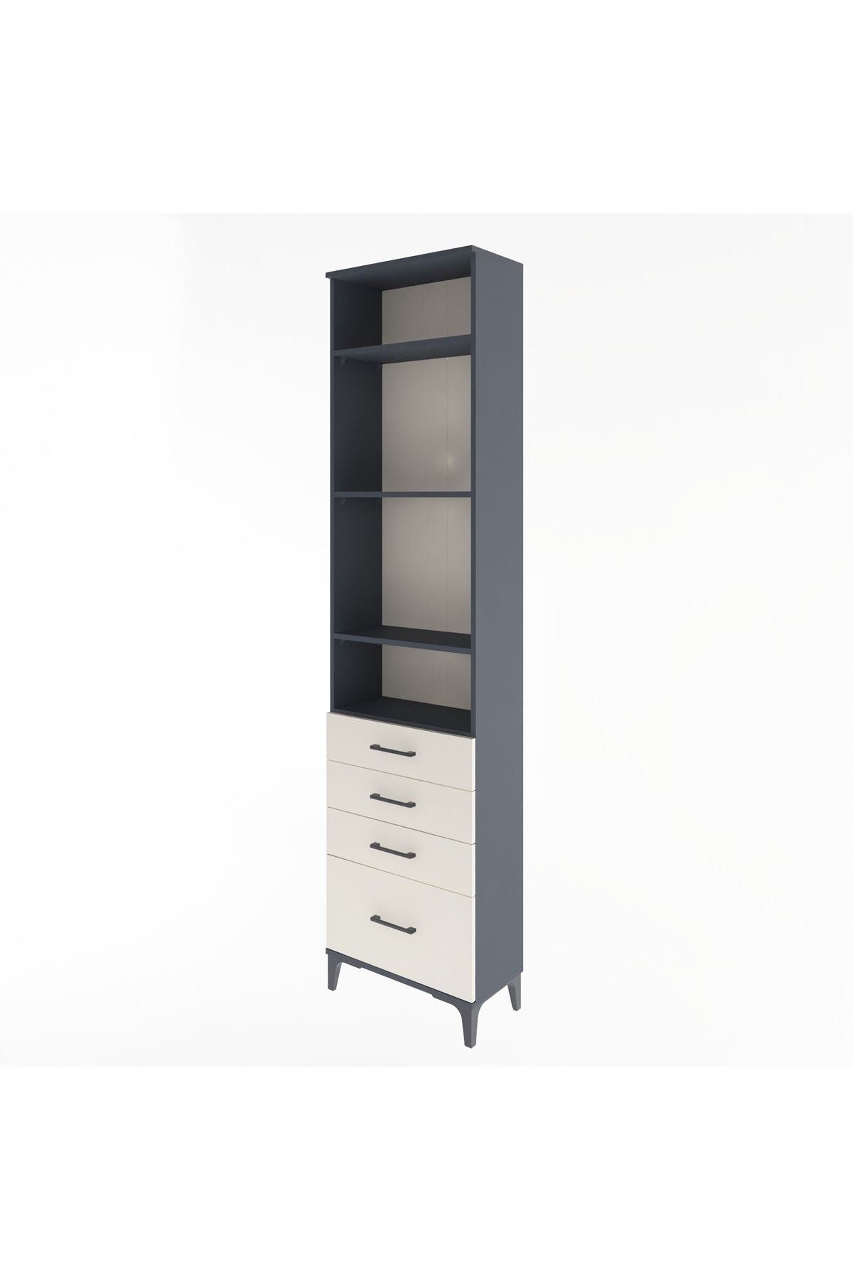 Arges Dolap 4 Raflı 4 Çekmeceli 60x30x243 Antrasit-Aytaşı