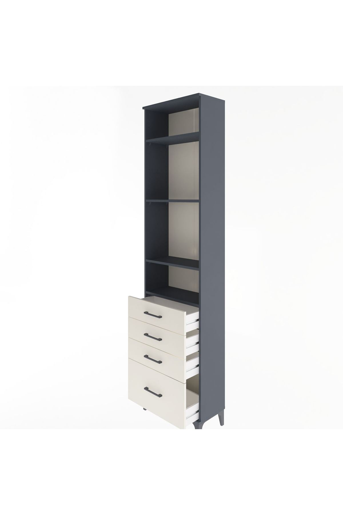 Arges Dolap 4 Raflı 4 Çekmeceli 60x30x243 Antrasit-Aytaşı