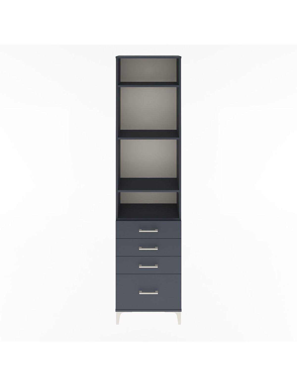 Arges Dolap 4 Raflı 4 Çekmeceli 60x30x243 Antrasit-Antrasit