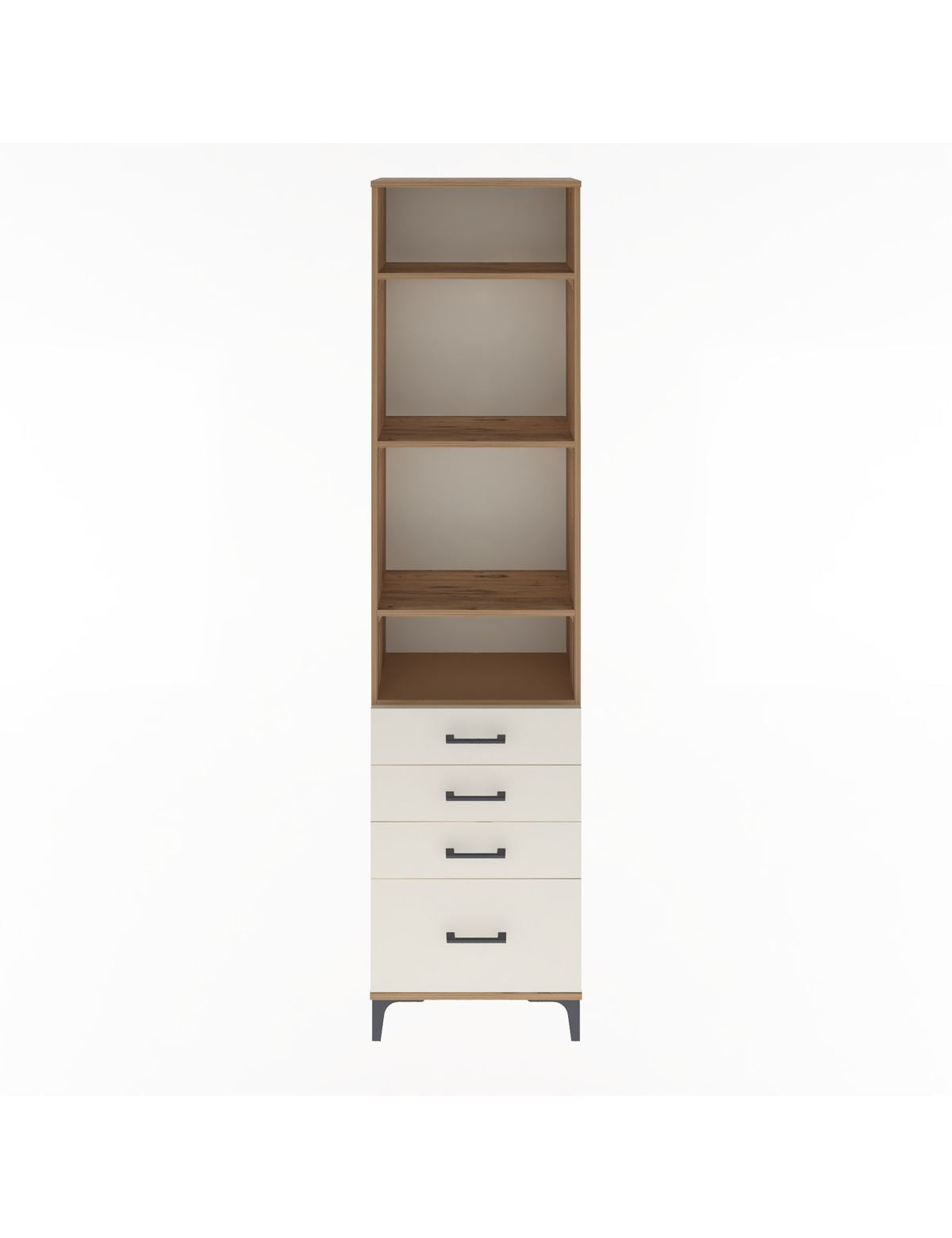 Arges Dolap 4 Raflı 4 Çekmeceli 60x30x243 Çam-Aytaşı