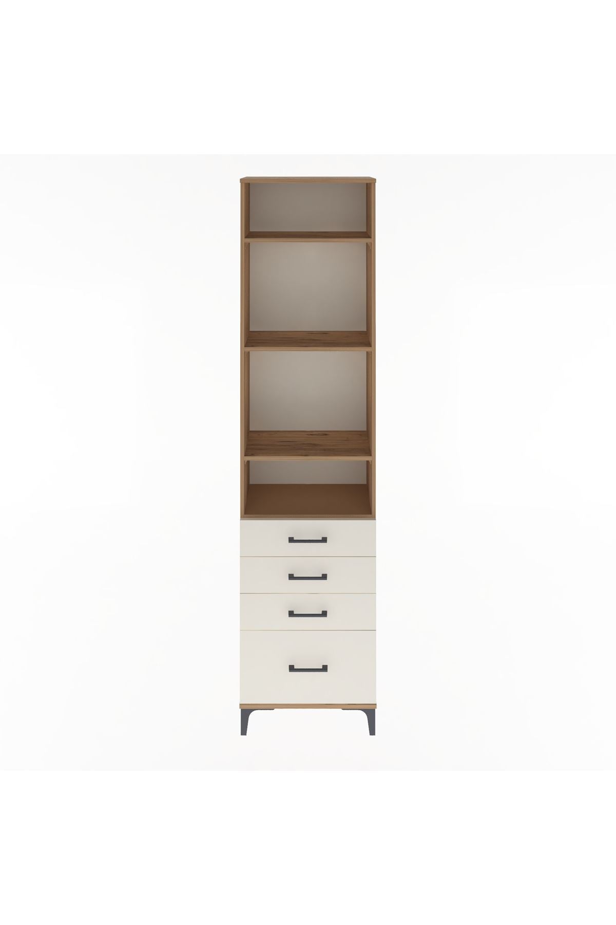 Arges Dolap 4 Raflı 4 Çekmeceli 60x30x243 Çam-Aytaşı