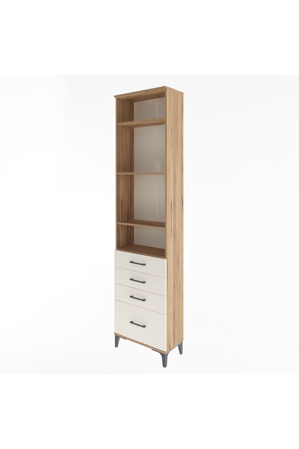 Arges Dolap 4 Raflı 4 Çekmeceli 60x30x243 Çam-Aytaşı