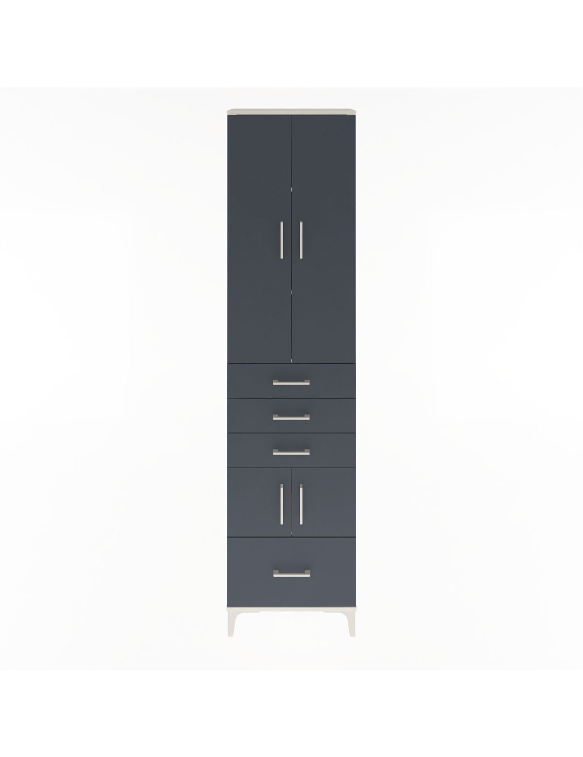 Arges Dolap 4 Raflı 4 Çekmeceli 4 Kapaklı 60x30x243 Aytaşı-Antrasit