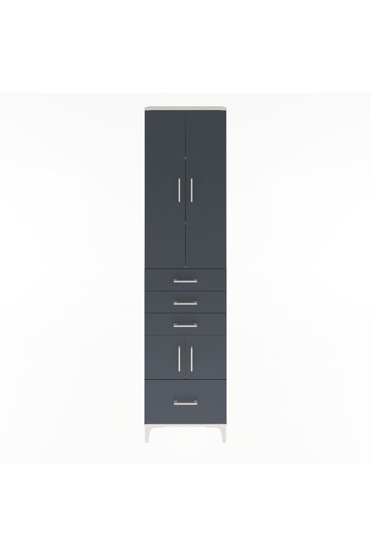 Arges Dolap 4 Raflı 4 Çekmeceli 4 Kapaklı 60x30x243 Aytaşı-Antrasit
