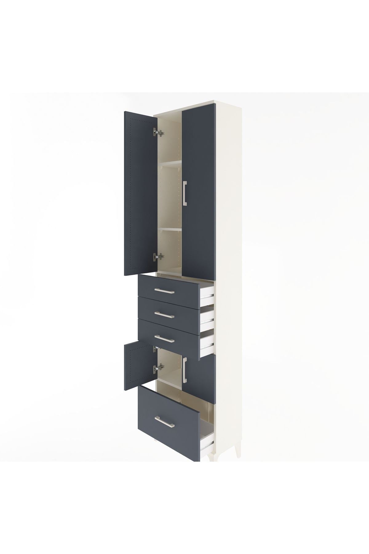 Arges Dolap 4 Raflı 4 Çekmeceli 4 Kapaklı 60x30x243 Aytaşı-Antrasit