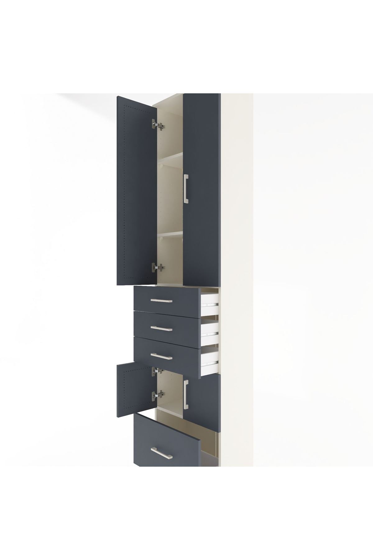 Arges Dolap 4 Raflı 4 Çekmeceli 4 Kapaklı 60x30x243 Aytaşı-Antrasit