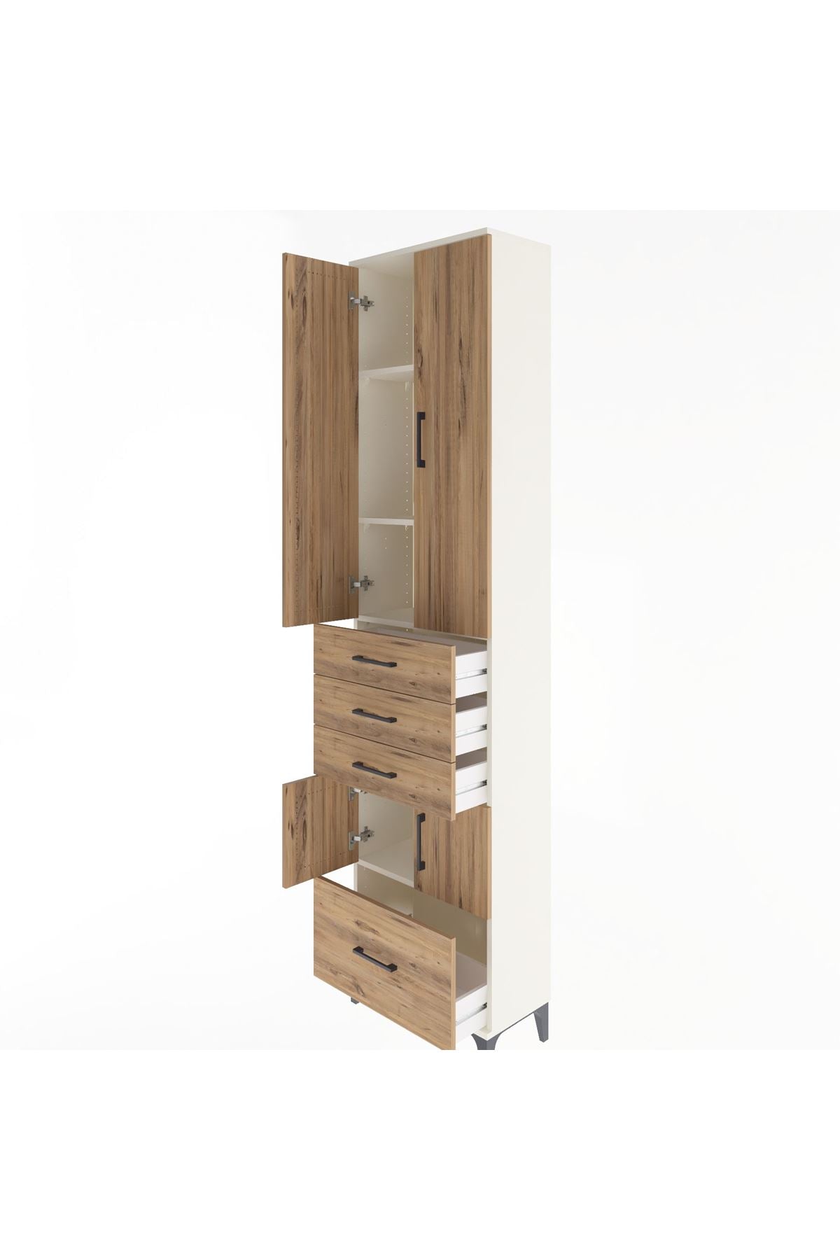 Arges Dolap 4 Raflı 4 Çekmeceli 4 Kapaklı 60x30x243 Aytaşı-Çam