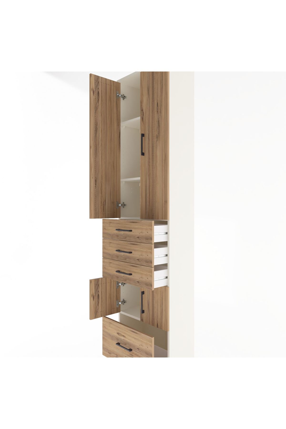 Arges Dolap 4 Raflı 4 Çekmeceli 4 Kapaklı 60x30x243 Aytaşı-Çam