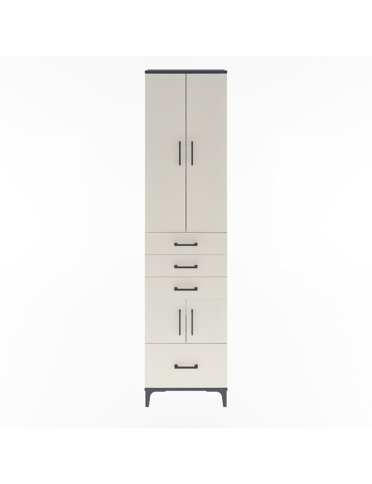 Arges Dolap 4 Raflı 4 Çekmeceli 4 Kapaklı 60x30x243 Antrasit-Aytaşı