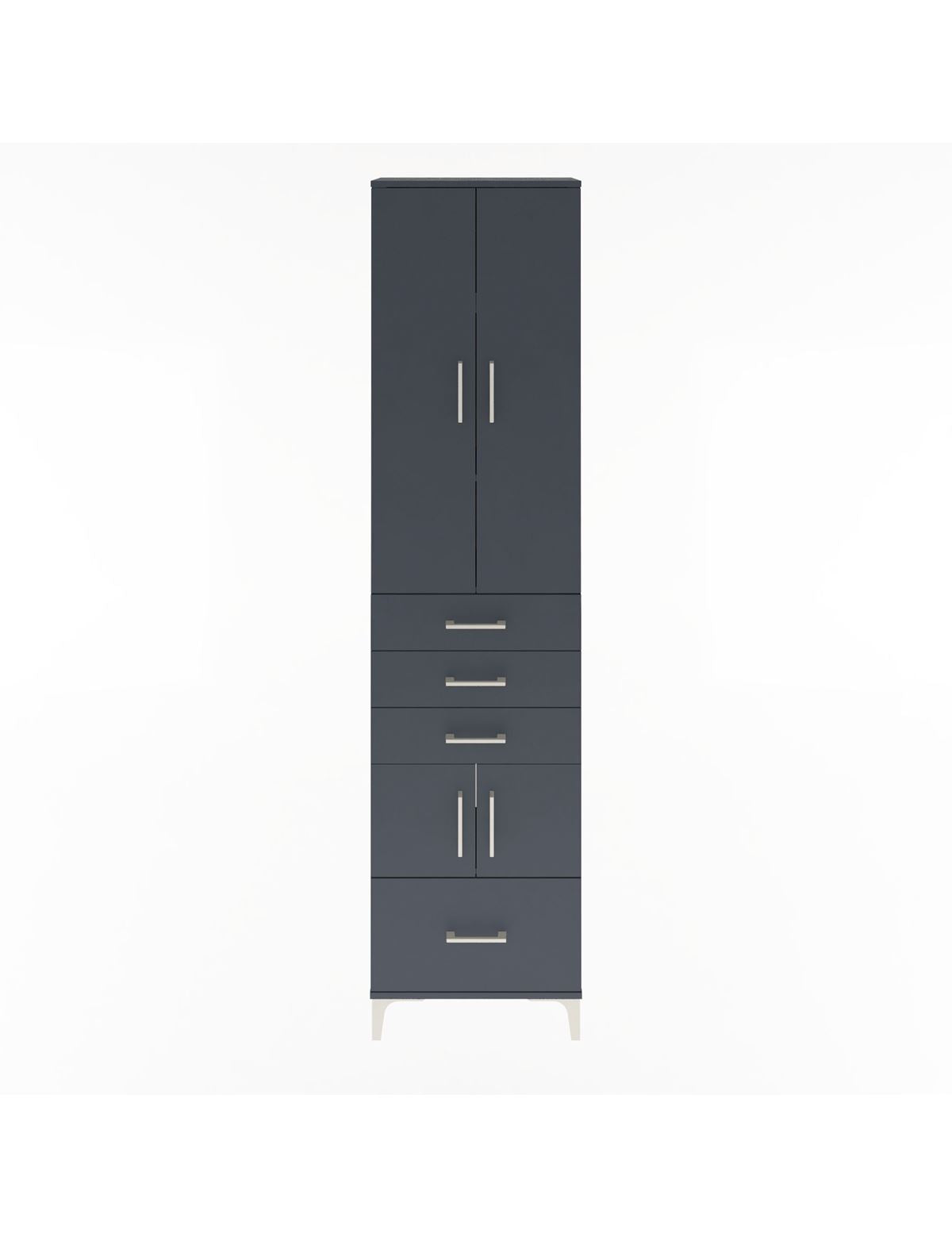 Arges Dolap 4 Raflı 4 Çekmeceli 4 Kapaklı 60x30x243 Antrasit-Antrasit