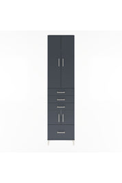 Arges Dolap 4 Raflı 4 Çekmeceli 4 Kapaklı 60x30x243 Antrasit-Antrasit