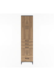 Arges Dolap 4 Raflı 4 Çekmeceli 4 Kapaklı 60x30x243 Antrasit-Çam