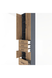 Arges Dolap 4 Raflı 4 Çekmeceli 4 Kapaklı 60x30x243 Antrasit-Çam