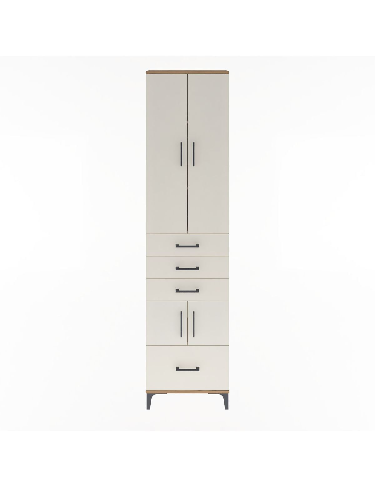 Arges Dolap 4 Raflı 4 Çekmeceli 4 Kapaklı 60x30x243 Çam-Aytaşı