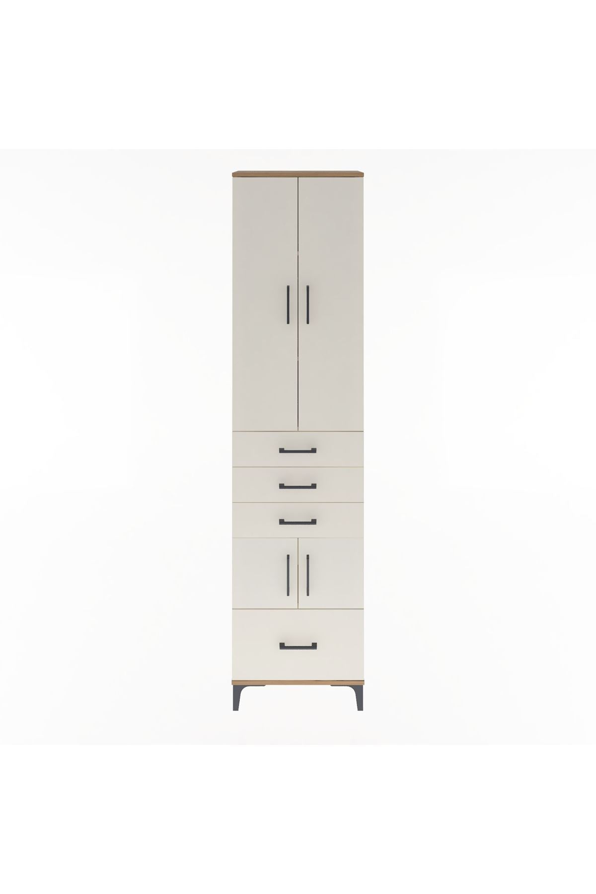 Arges Dolap 4 Raflı 4 Çekmeceli 4 Kapaklı 60x30x243 Çam-Aytaşı