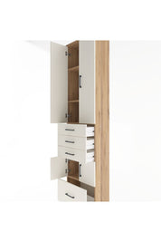 Arges Dolap 4 Raflı 4 Çekmeceli 4 Kapaklı 60x30x243 Çam-Aytaşı