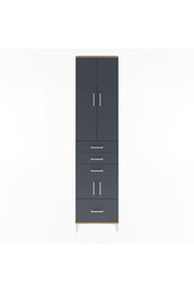 Arges Dolap 4 Raflı 4 Çekmeceli 4 Kapaklı 60x30x243 Çam-Antrasit