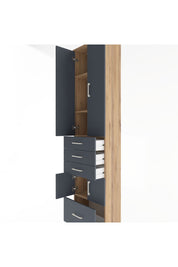 Arges Dolap 4 Raflı 4 Çekmeceli 4 Kapaklı 60x30x243 Çam-Antrasit