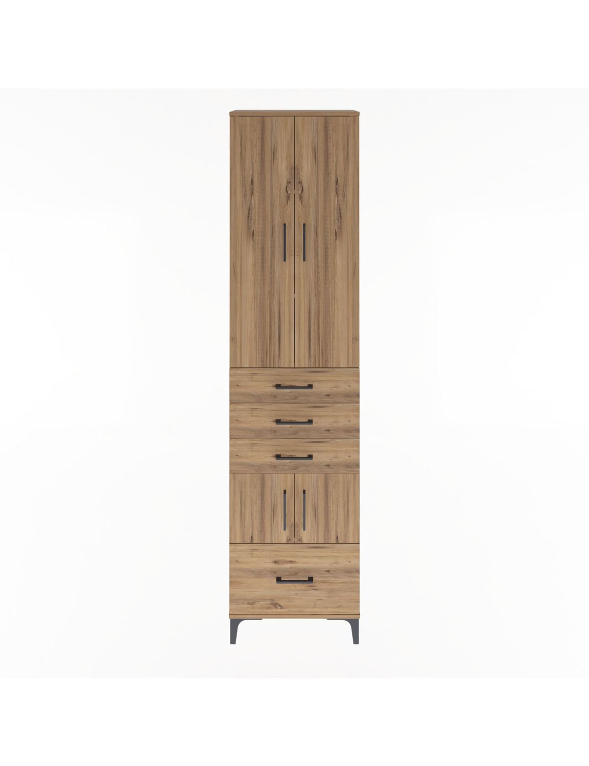 Arges Dolap 4 Raflı 4 Çekmeceli 4 Kapaklı 60x30x243 Çam-Çam