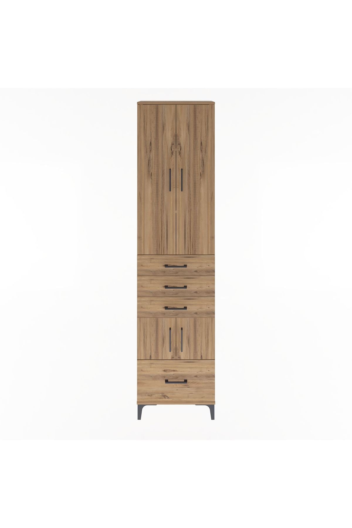 Arges Dolap 4 Raflı 4 Çekmeceli 4 Kapaklı 60x30x243 Çam-Çam