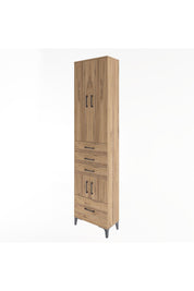 Arges Dolap 4 Raflı 4 Çekmeceli 4 Kapaklı 60x30x243 Çam-Çam