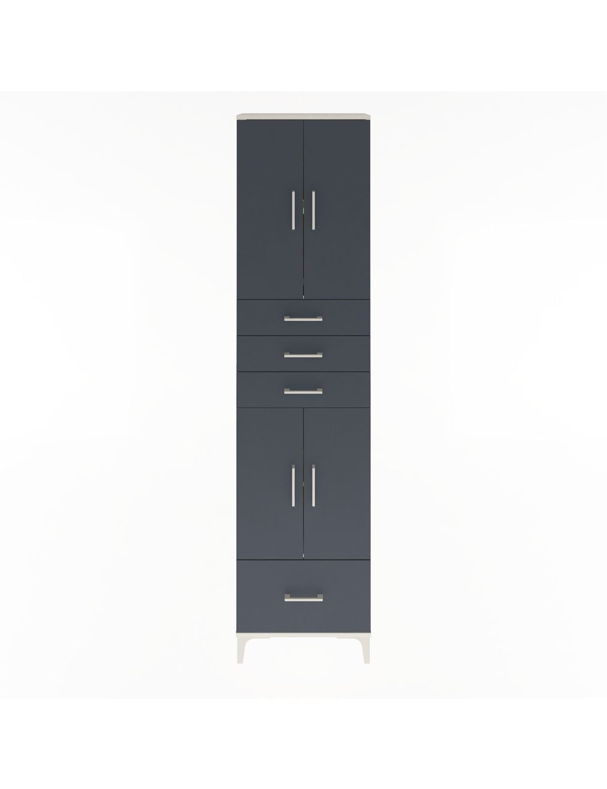 Arges Dolap 4 Raflı 4 Çekmeceli 4 Kapaklı 60x30x243 Aytaşı-Antrasit