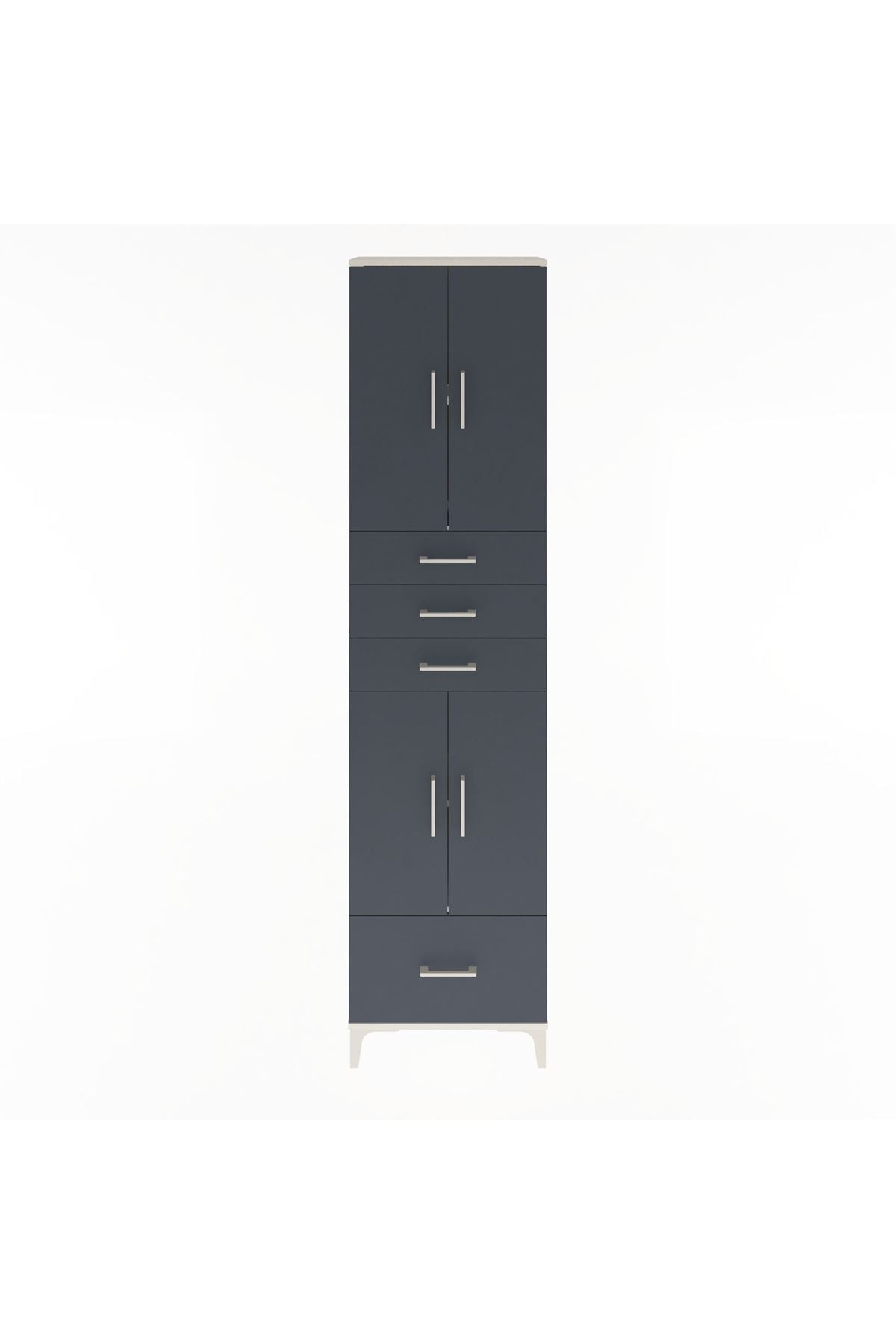 Arges Dolap 4 Raflı 4 Çekmeceli 4 Kapaklı 60x30x243 Aytaşı-Antrasit