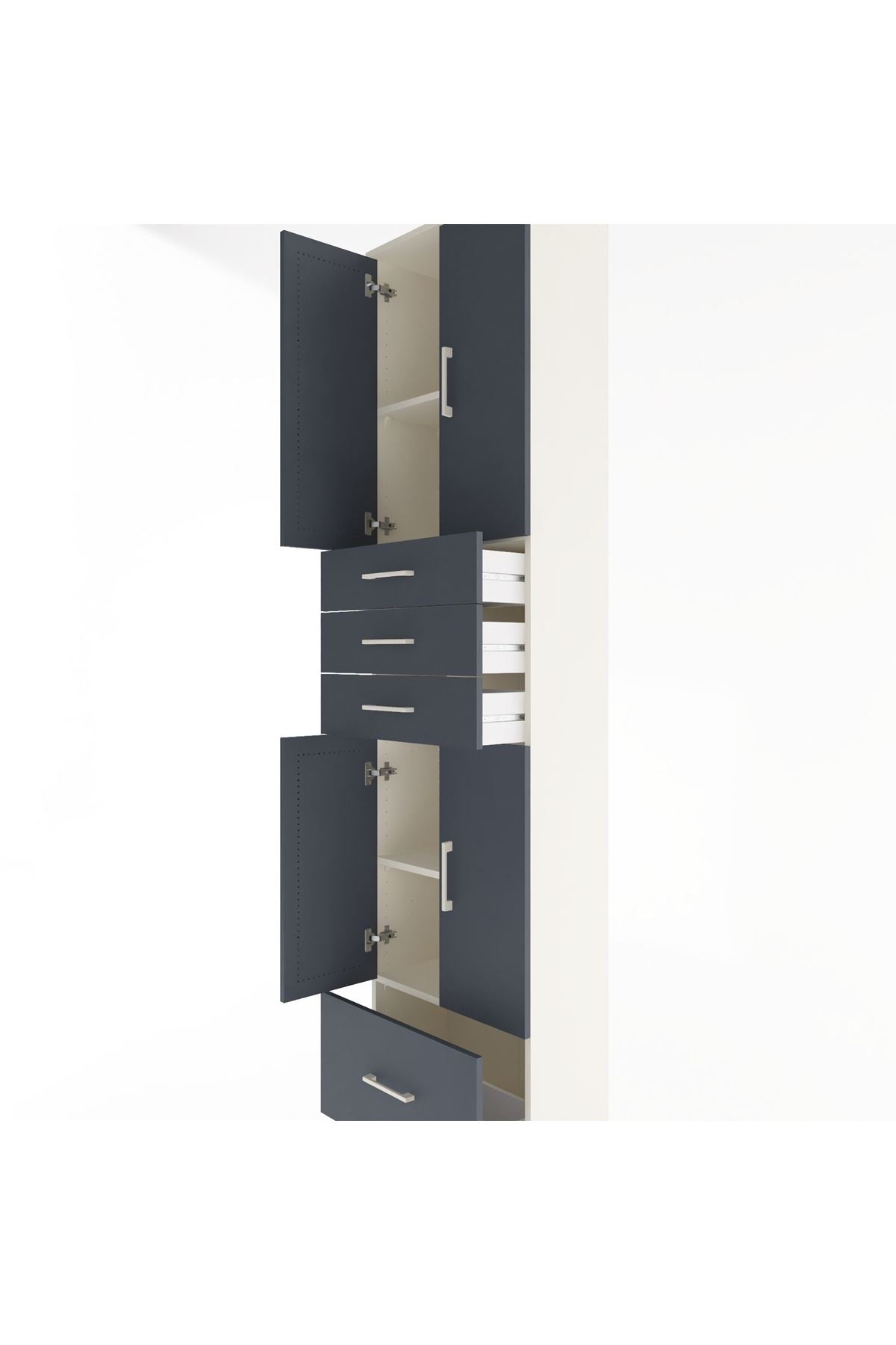 Arges Dolap 4 Raflı 4 Çekmeceli 4 Kapaklı 60x30x243 Aytaşı-Antrasit