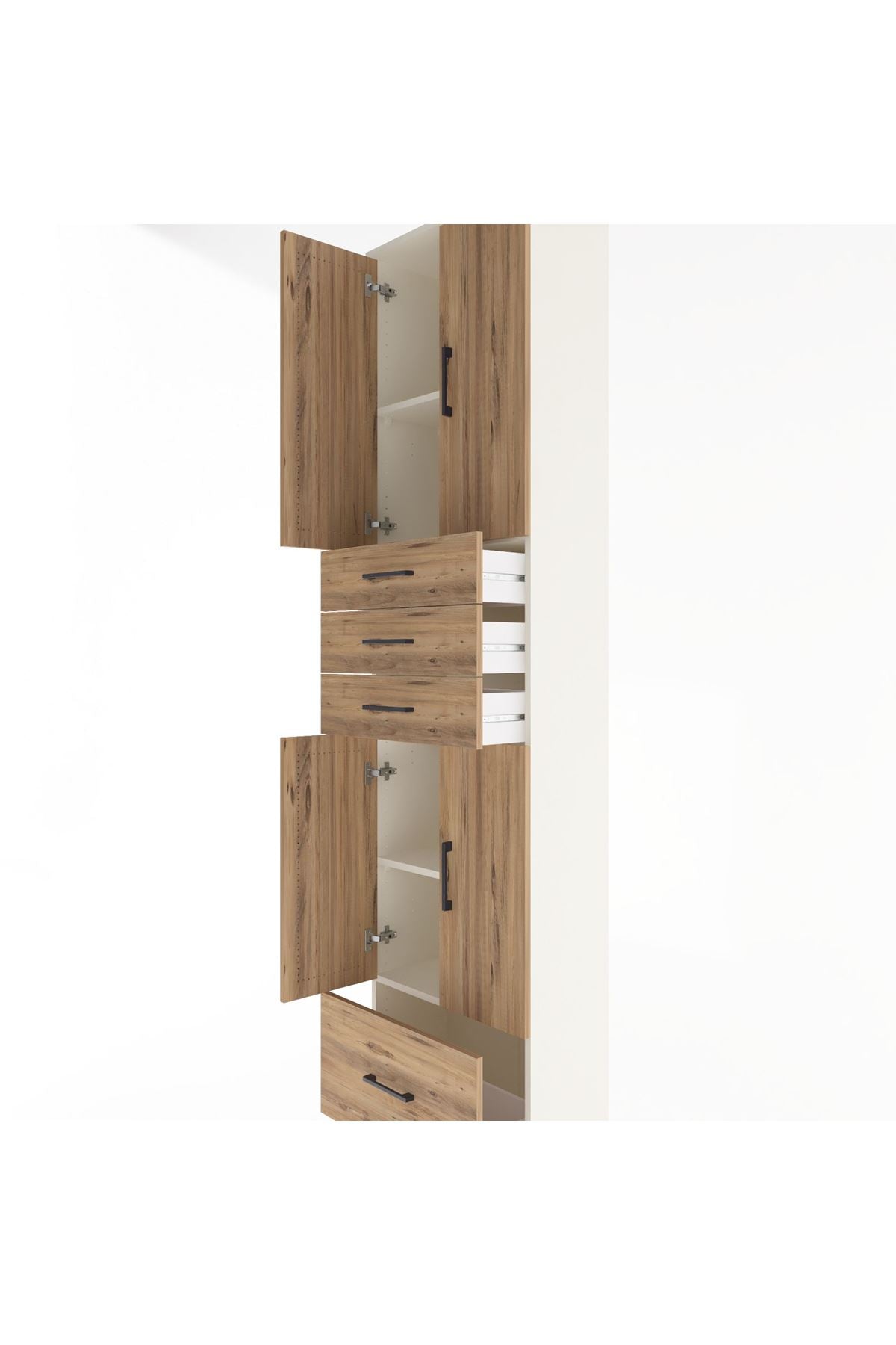 Arges Dolap 4 Raflı 4 Çekmeceli 4 Kapaklı 60x30x243 Aytaşı-Çam